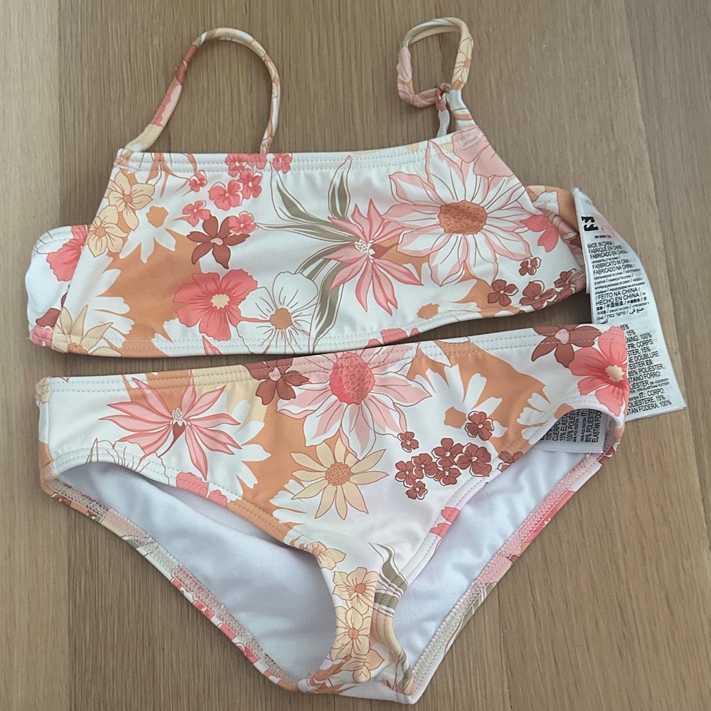 Billabong Kids Floral Bikini - Peach and Coral